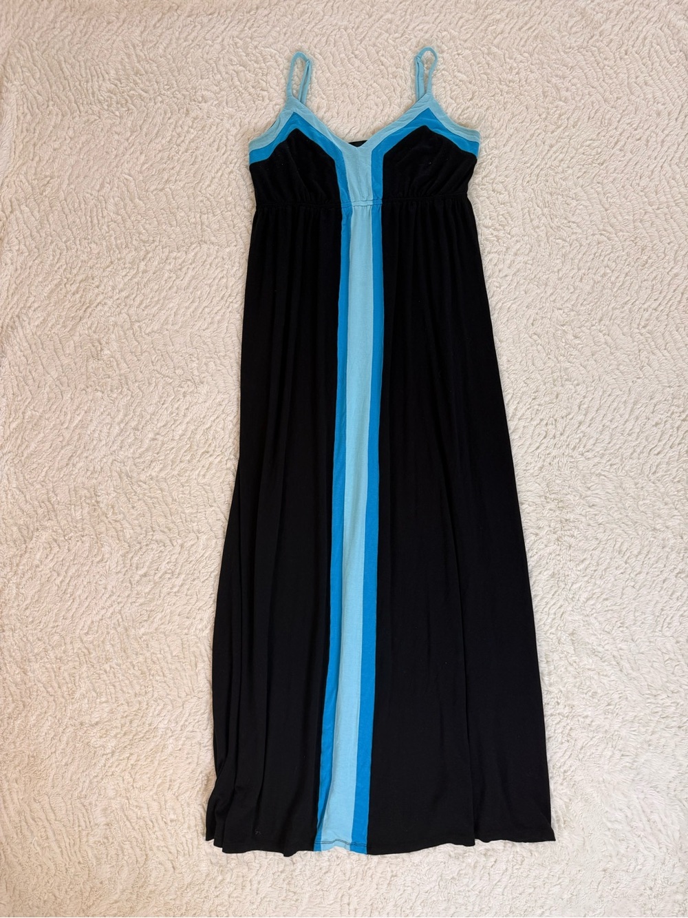 INC International Concepts Black Maxi Dress with Blue Center Stripe